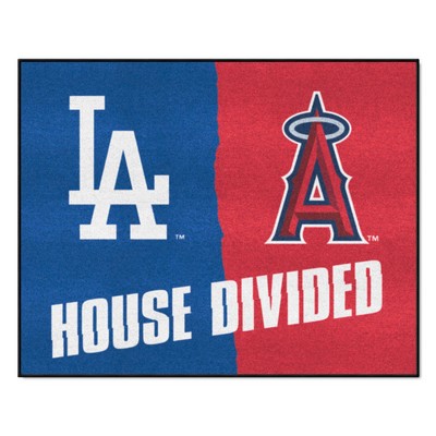 Fan Mats  LLC MLB House Divided Dodgers / Angels House Divided Mat Multi