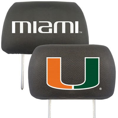 Fan Mats  LLC Miami Hurricanes Head Rest Cover Black