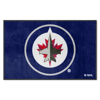 Fan Mats  LLC Winnipeg Jets 4x6 Logo Mat Landscape Navy