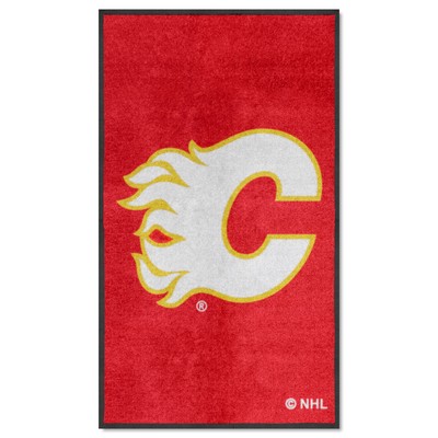 Fan Mats  LLC Calgary Flames 3x5 Logo Mat Portrait Red