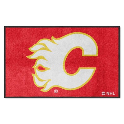 Fan Mats  LLC Calgary Flames 4x6 Logo Mat Landscape Red