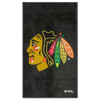 Fan Mats  LLC Chicago Blackhawks 3x5 Logo Mat Portrait Black