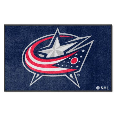 Fan Mats  LLC Columbus Blue Jackets 4x6 Logo Mat Landscape Navy