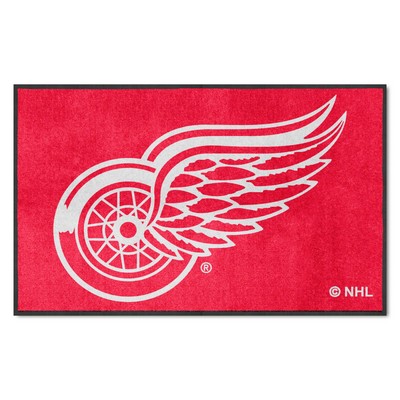 Fan Mats  LLC Detroit Red Wings 4x6 Logo Mat Landscape Red