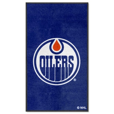 Fan Mats  LLC Edmonton Oilers 3x5 Logo Mat Portrait Blue