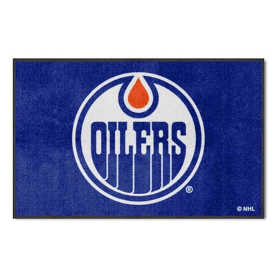 Fan Mats  LLC Edmonton Oilers 4x6 Logo Mat Landscape Blue