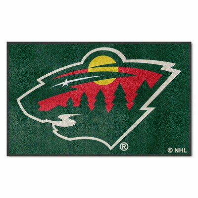 Fan Mats  LLC Minnesota Wild 4x6 Logo Mat Landscape Green