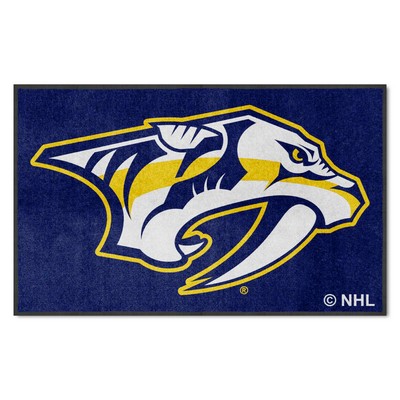 Fan Mats  LLC Nashville Predators 4x6 Logo Mat Landscape Navy