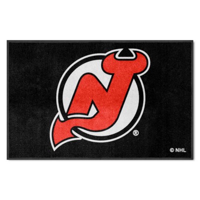 Fan Mats  LLC New Jersey Devils 4x6 Logo Mat Landscape Black