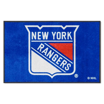 Fan Mats  LLC New York Rangers 4x6 Logo Mat Landscape Blue