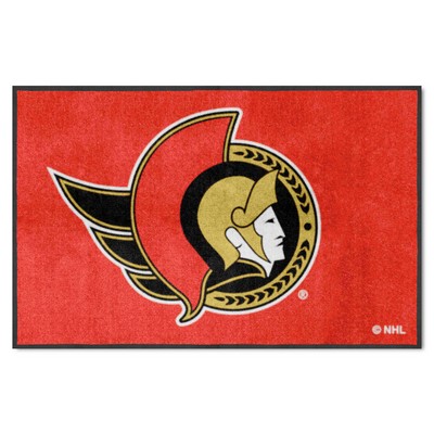 Fan Mats  LLC Ottawa Senators 4x6 Logo Mat Landscape Red