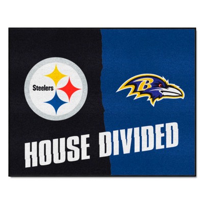 Fan Mats  LLC NFL House Divided Steelers / Ravens House Divided Mat Multi