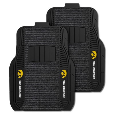 Fan Mats  LLC Iowa Hawkeyes 2-pc Deluxe Car Mat Set Black