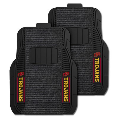 Fan Mats  LLC Southern California Trojans 2-pc Deluxe Car Mat Set Black