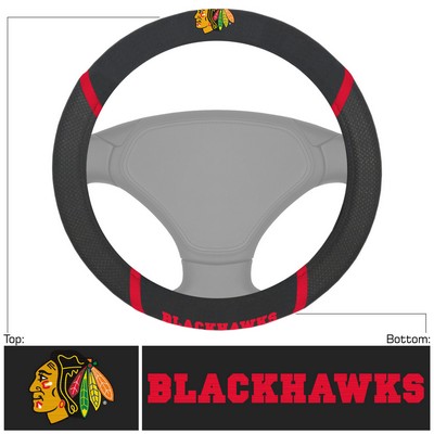 Fan Mats  LLC Chicago Blackhawks Steering Wheel Cover Black