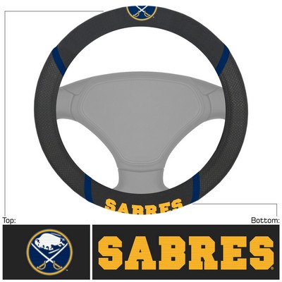 Fan Mats  LLC Buffalo Sabres Steering Wheel Cover Black