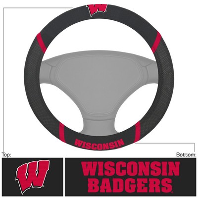 Fan Mats  LLC Wisconsin Badgers Steering Wheel Cover Black