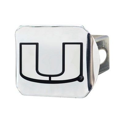 Fan Mats  LLC Miami Hurricanes Hitch Cover Chrome Chrome