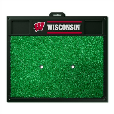 Fan Mats  LLC Wisconsin Badgers Golf Hitting Mat Red