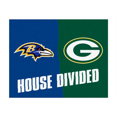 Fan Mats  LLC NFL House Divided Ravens / Packers House Divided Mat Multi