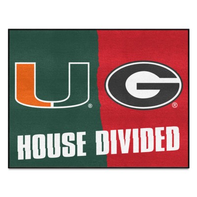 Fan Mats  LLC House Divided Miami / Georgia House Divided Mat Multi