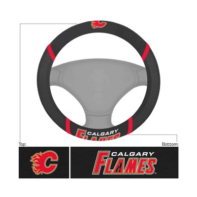 Fan Mats  LLC Calgary Flames Steering Wheel Cover Black