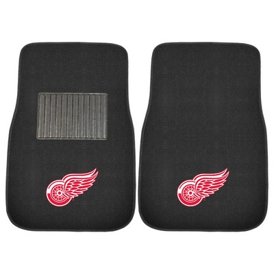 Fan Mats  LLC Detroit Red Wings 2-pc Embroidered Car Mat Set Black