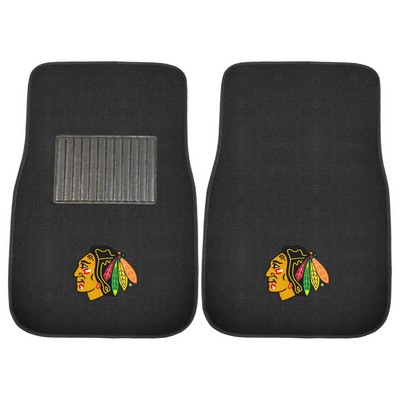 Fan Mats  LLC Chicago Blackhawks 2-pc Embroidered Car Mat Set Black