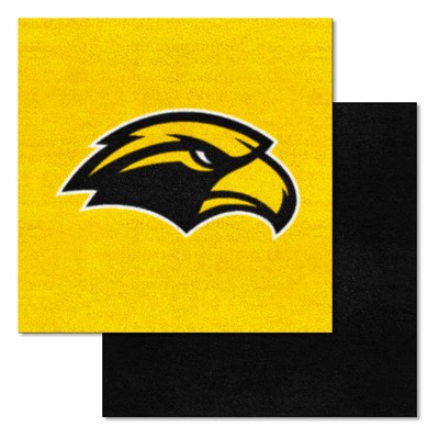 Fan Mats  LLC Southern Miss Golden Eagles Team Carpet Tiles Black