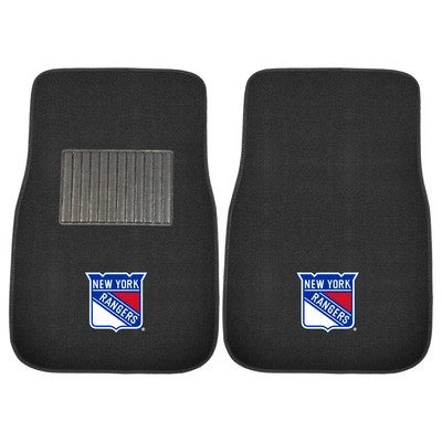 Fan Mats  LLC New York Rangers 2-pc Embroidered Car Mat Set Black