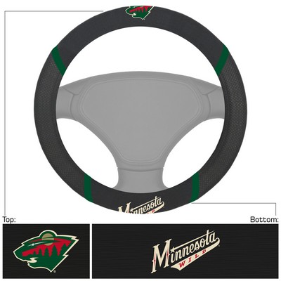 Fan Mats  LLC Minnesota Wild Steering Wheel Cover Black