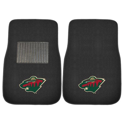 Fan Mats  LLC Minnesota Wild 2-pc Embroidered Car Mat Set Black