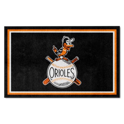 Fan Mats  LLC Baltimore Orioles 4x6 Rug Retro Black