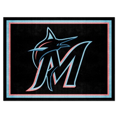 Fan Mats  LLC Miami Marlins 8x10 Rug Black