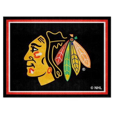 Fan Mats  LLC Chicago Blackhawks 8x10 Rug Black