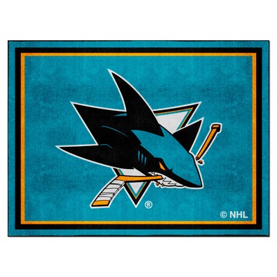 Fan Mats  LLC San Jose Sharks 8x10 Rug Teal