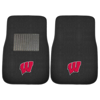 Fan Mats  LLC Wisconsin Badgers 2-pc Embroidered Car Mat Set Black