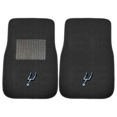 Fan Mats  LLC San Antonio Spurs 2-pc Embroidered Car Mat Set Black