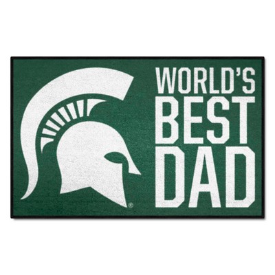 Fan Mats  LLC Michigan State Spartans Starter Mat World's Best Dad Green