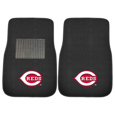 Fan Mats  LLC Cincinnati Reds 2-pc Embroidered Car Mat Set Black