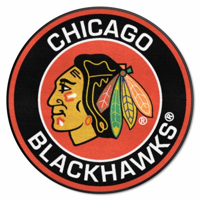 Fan Mats  LLC Chicago Blackhawks Roundel Mat Black