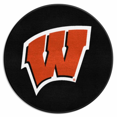 Fan Mats  LLC Wisconsin Badgers Puck Mat Black