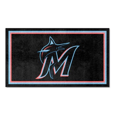 Fan Mats  LLC Miami Marlins 3x5 Rug Black