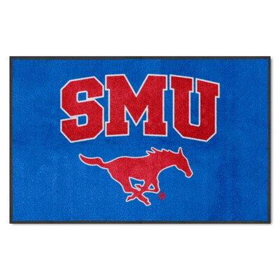 Fan Mats  LLC SMU Mustangs 4x6 Logo Mat Landscape Blue