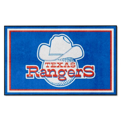 Fan Mats  LLC Texas Rangers 4x6 Rug Retro Blue