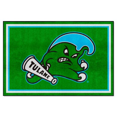 Fan Mats  LLC Tulane Green Wave 5x8 Rug Green