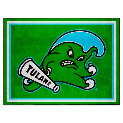 Fan Mats  LLC Tulane Green Wave 8x10 Rug Green