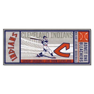 Fan Mats  LLC Cleveland Indians Ticket Runner Retro Gray