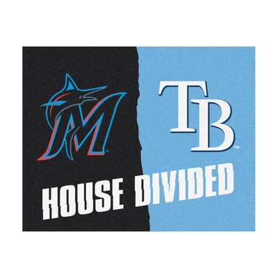 Fan Mats  LLC MLB House Divided Marlins / Rays House Divided Mat Multi