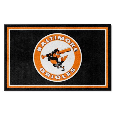 Fan Mats  LLC Baltimore Orioles 4x6 Rug Retro Black